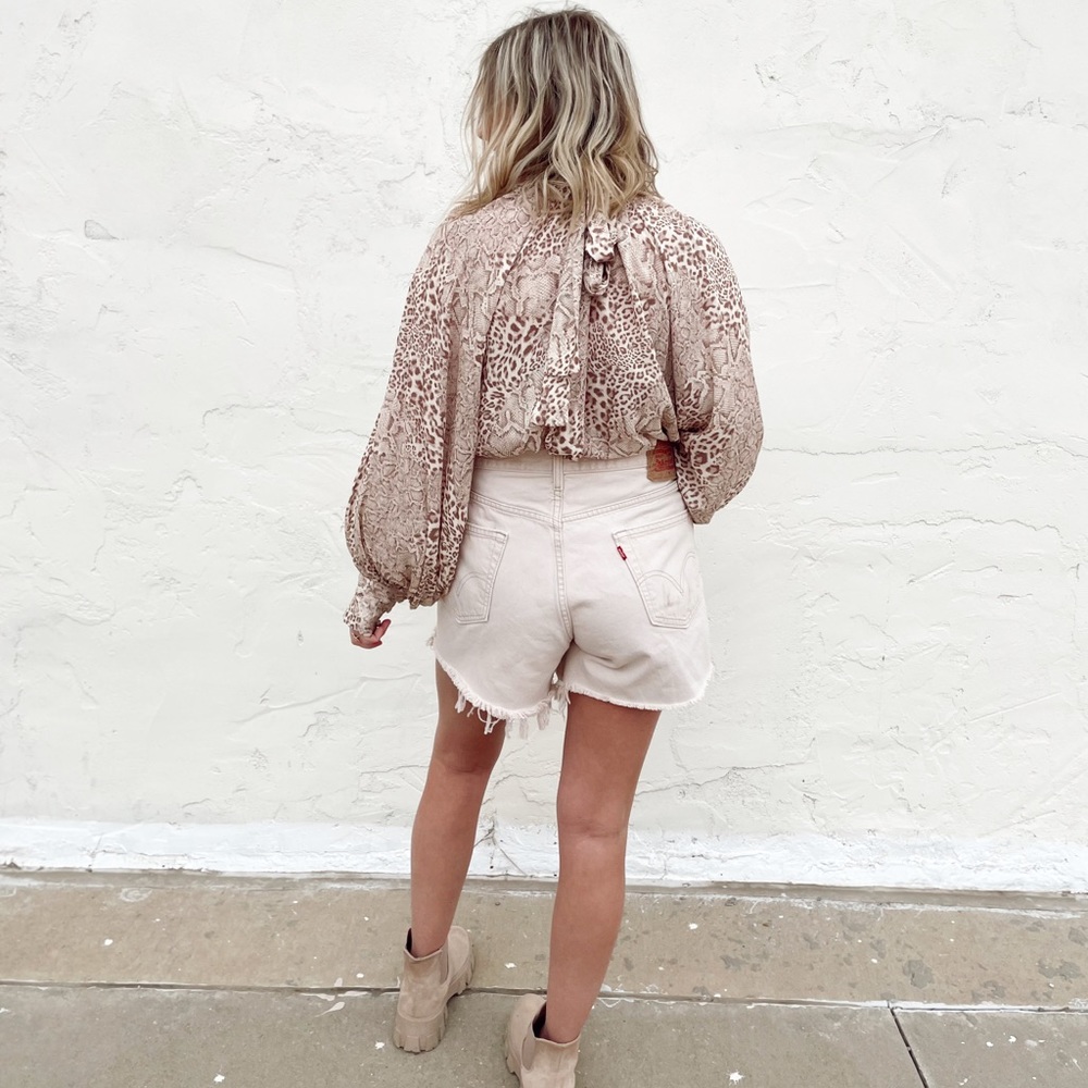 Cream Levi Denim Shorts
